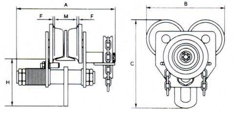 五環(huán)牌GCL型手拉單軌小車結(jié)構(gòu)圖